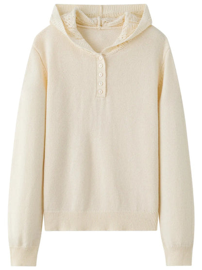 Textured Soft-Comfort Hooded Knit Sweater