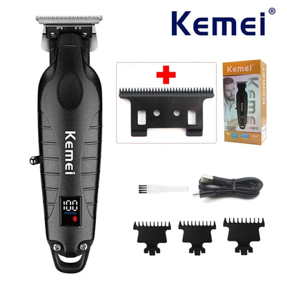 Kemei Professional Hair Clipper – LCD Display, Cordless Electric Trimmer