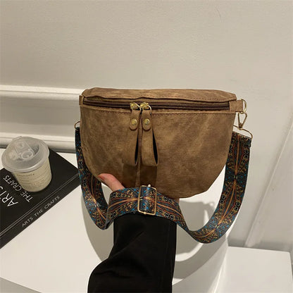 Stylish Hobo Solid Color Satchel | Luxury Designer Chest Bag & Women's PU Leather Waist Bags (Wide Strap Fashion Fanny Shoulder Pack)