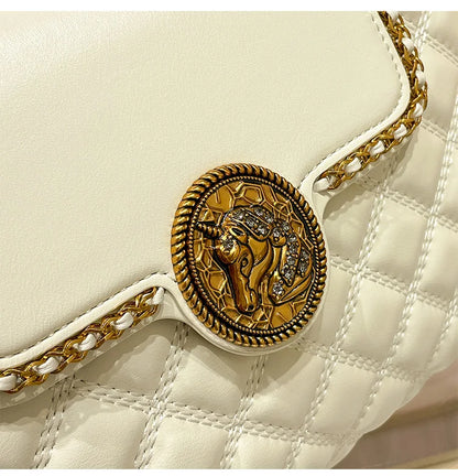 Luxury Genuine Leather Chain Shoulder Bag for Women | New Designer Large Capacity Underarm Handbag (Diamond Lattice)