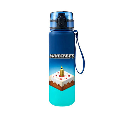 650ML Game MC Pixel Style Water Blue Bottle Portable Water Cup Large Capacity Sports Outdoor Plastic Leak-Proof Water Bottle