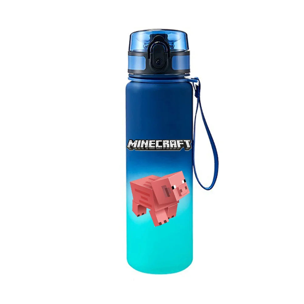 650ML Game MC Pixel Style Water Blue Bottle Portable Water Cup Large Capacity Sports Outdoor Plastic Leak-Proof Water Bottle