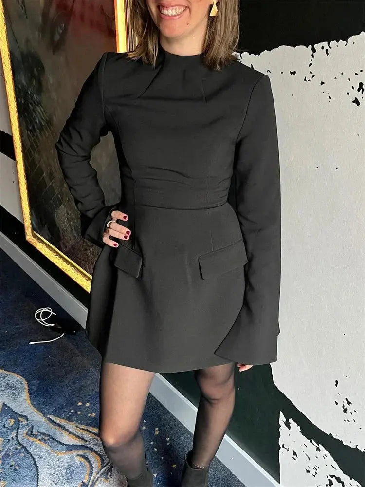 Elegant Solid Casual Mini Dress