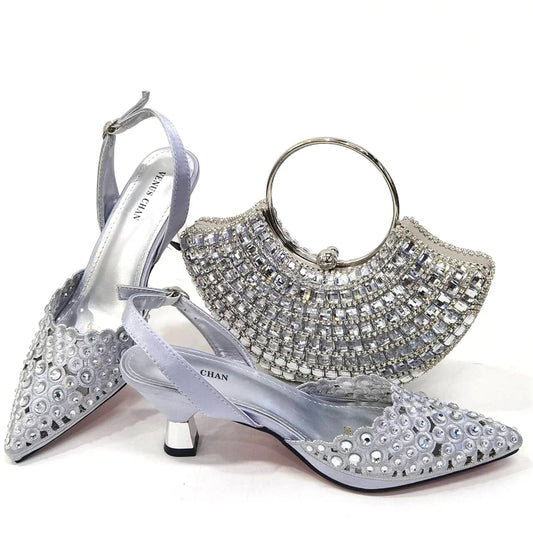Latest Luxury Pattern Ladies Shoes And Bag Set ED216