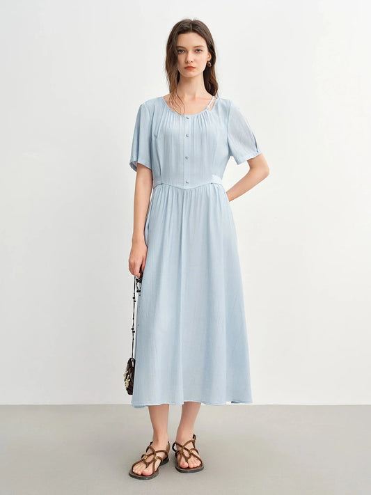 Summer Beaded Midi Dress Slim Fit Commuter Style