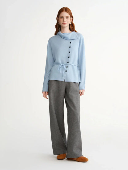 Chic Plus Size Irregular Collar Knit Sweater