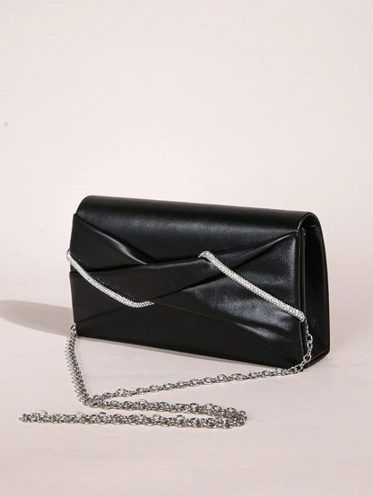 Hand Clutch Bag & Evening Clutch Bag for Women | Sparkling Crystal Rope Ruched Handbags & Glitter Envelope Purse for Party Girls