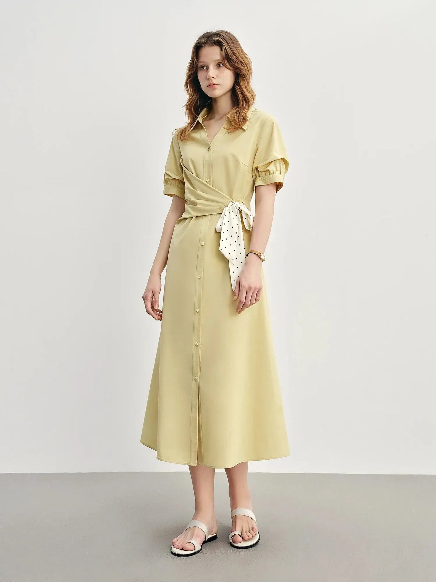 Tailored Tie-Front Shirt Dress in Slim Fit