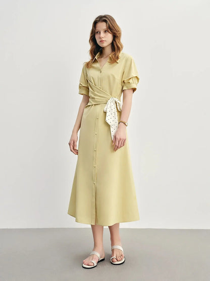 Tailored Tie-Front Shirt Dress in Slim Fit