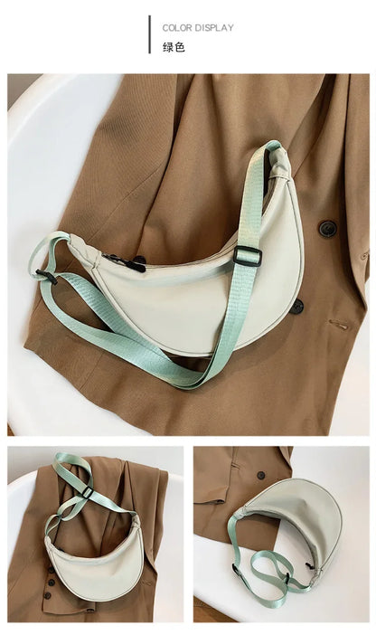 Solid Color Chest Bag for Women | Large Capacity Travel Crossbody & Half Moon Belt Bag (Ladies Daily Street Fanny Pack)
