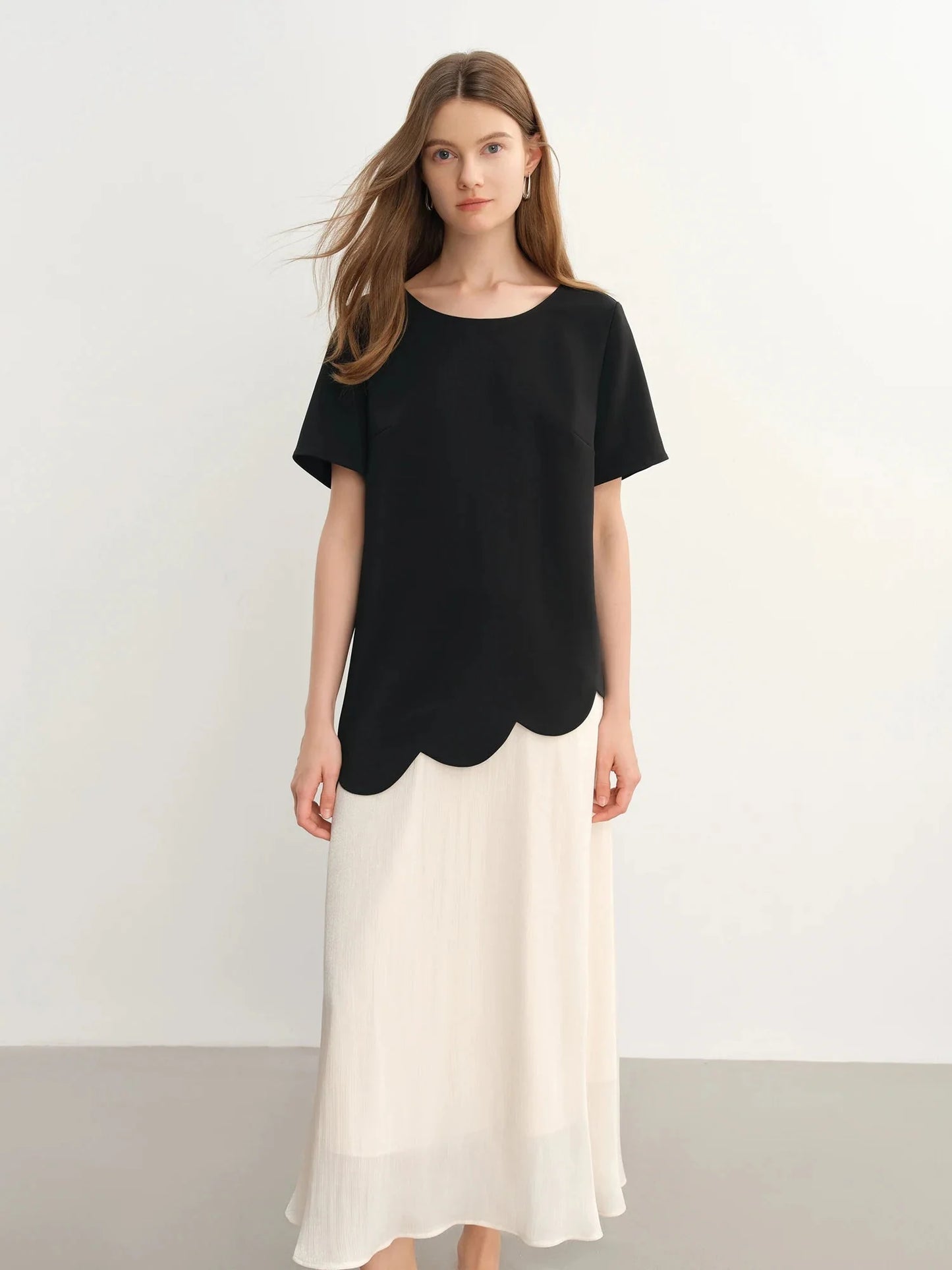 Color Block Fake Two-Piece Dress Chic Summer Design