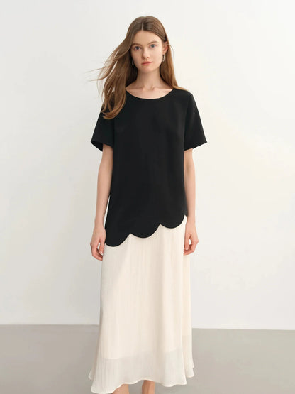 Color Block Fake Two-Piece Dress Chic Summer Design