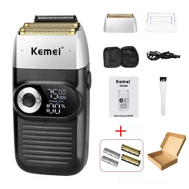 Kemei Professional Hair Clipper – LCD Display, Cordless Electric Trimmer