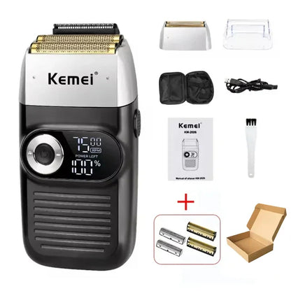 Kemei Professional Hair Clipper – LCD Display, Cordless Electric Trimmer
