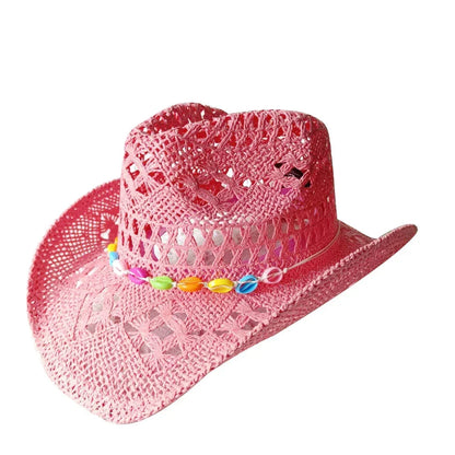 Melesh Western Women's Mint Green Cowboy Hat Straw Cowboy Hat Plasticity Strong Wide Brim Sunshine Beach Western Cowboy Hat