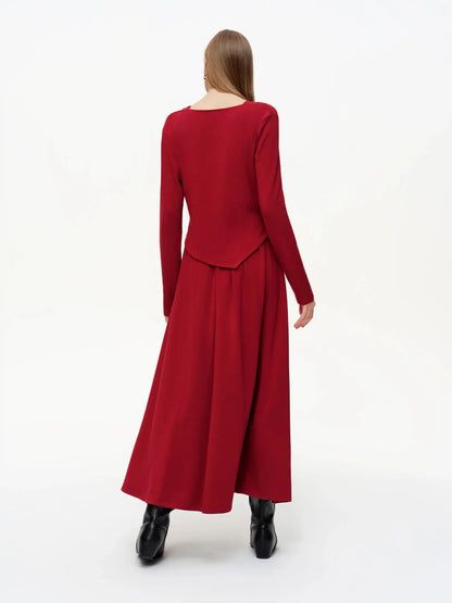 Women's Cardigan Red Tie-Front & Dress Set