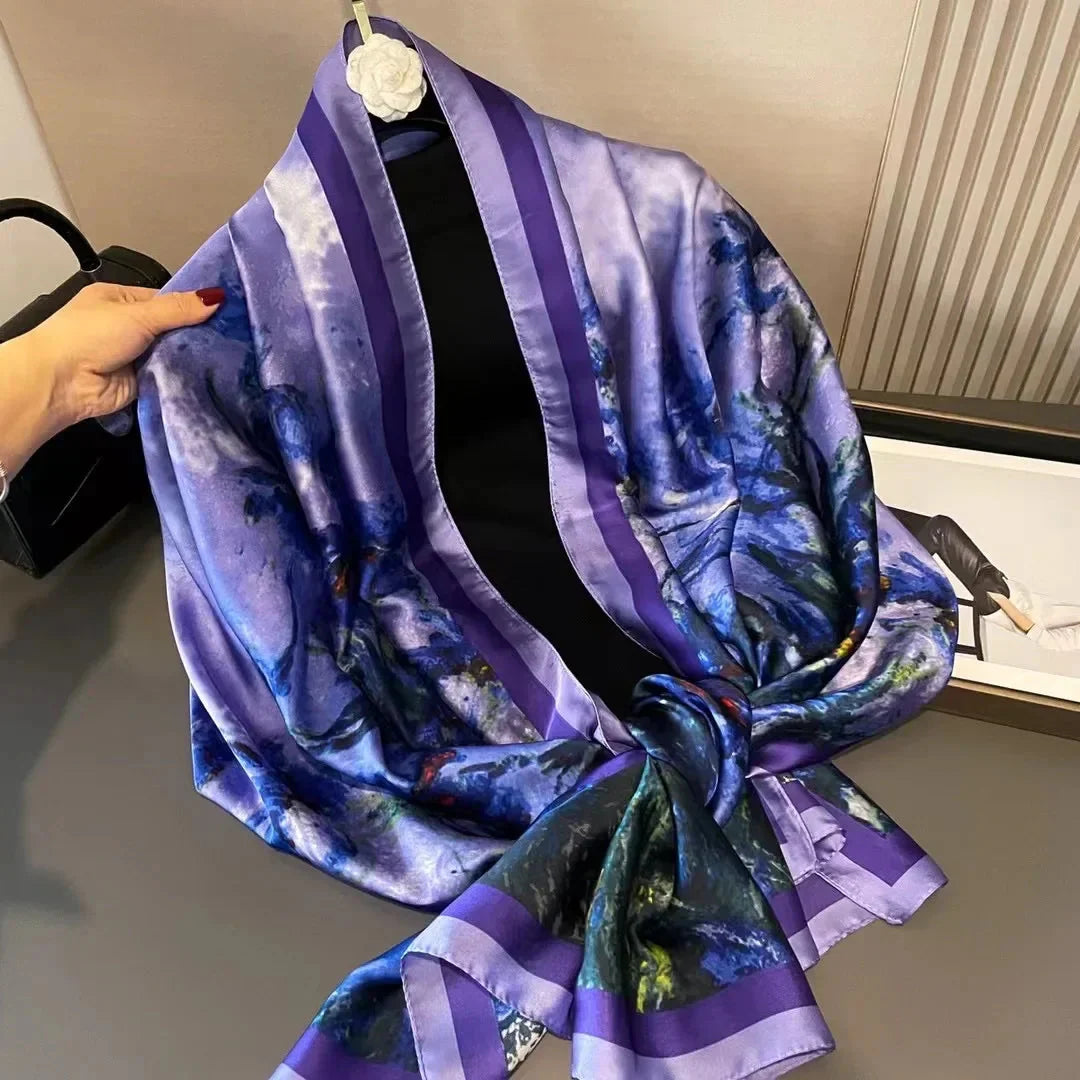 180*90cm Luxury Brand Spring Summer Autumn Women Clothing New Fashion Color matching printed silk scarf lady popular turba