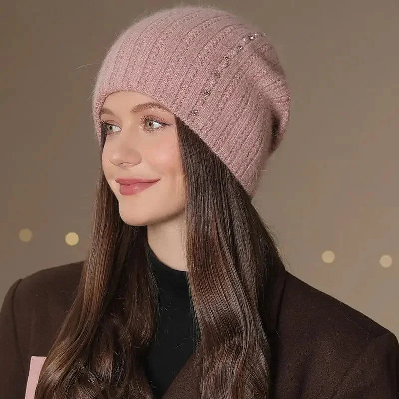 New Women Winter Hat Fashion Decorate Beanie Hat Warm Winter Cap For Female Casual Streetwear Knitted Hat