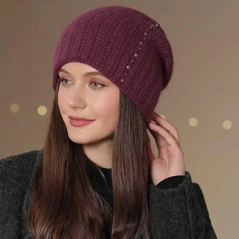 New Women Winter Hat Fashion Decorate Beanie Hat Warm Winter Cap For Female Casual Streetwear Knitted Hat