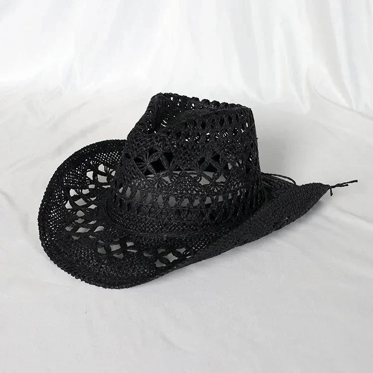 Melesh Western Women's Mint Green Cowboy Hat Straw Cowboy Hat Plasticity Strong Wide Brim Sunshine Beach Western Cowboy Hat