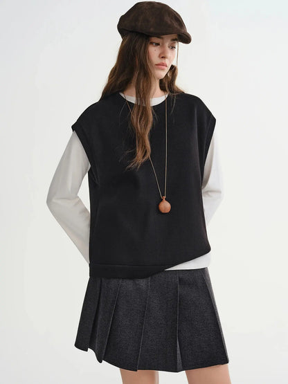 Plus Size French-Style Layered Skirt & Vest Set
