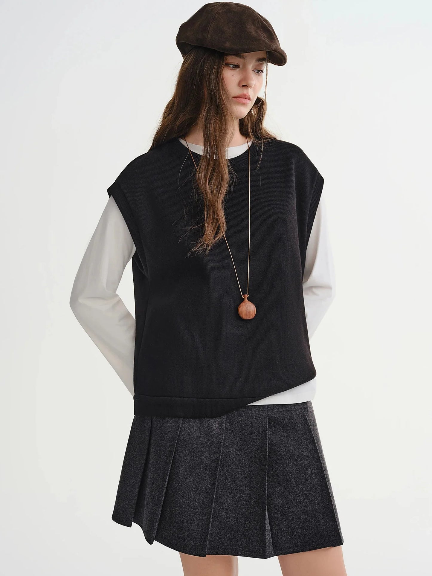 Plus Size Women’s Winter Set: Layered Skirt & Vest