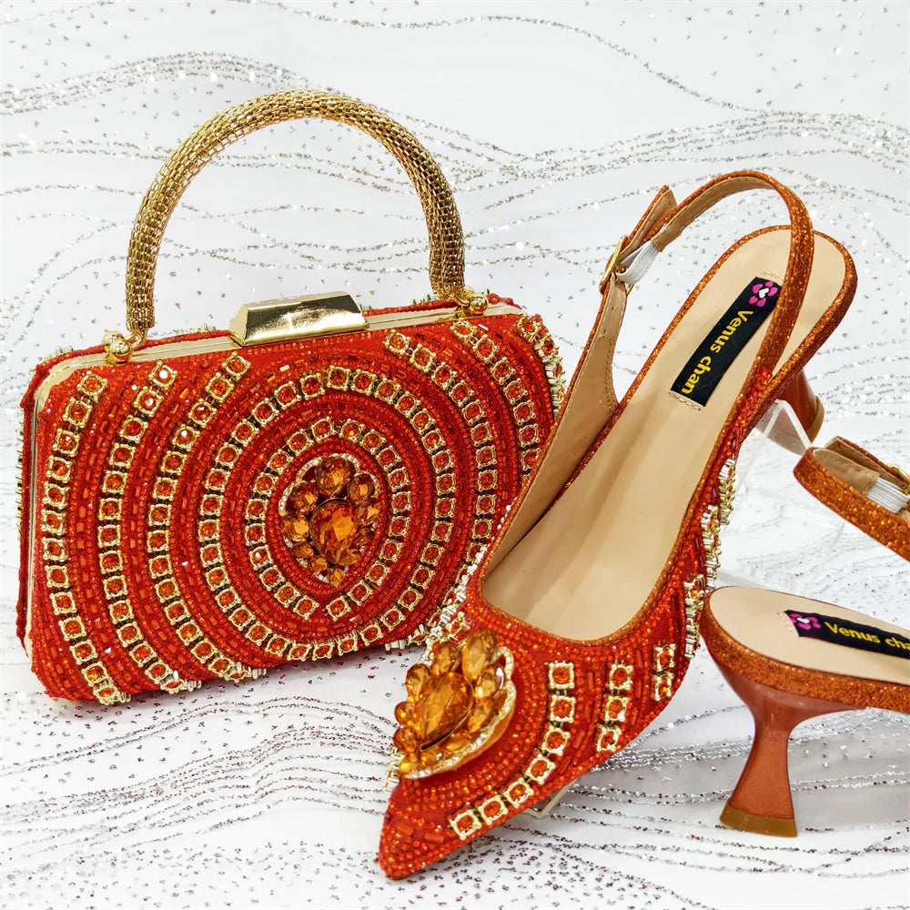 Italian Butter-fly Design Wedding Shoes with Bag Set EDS59