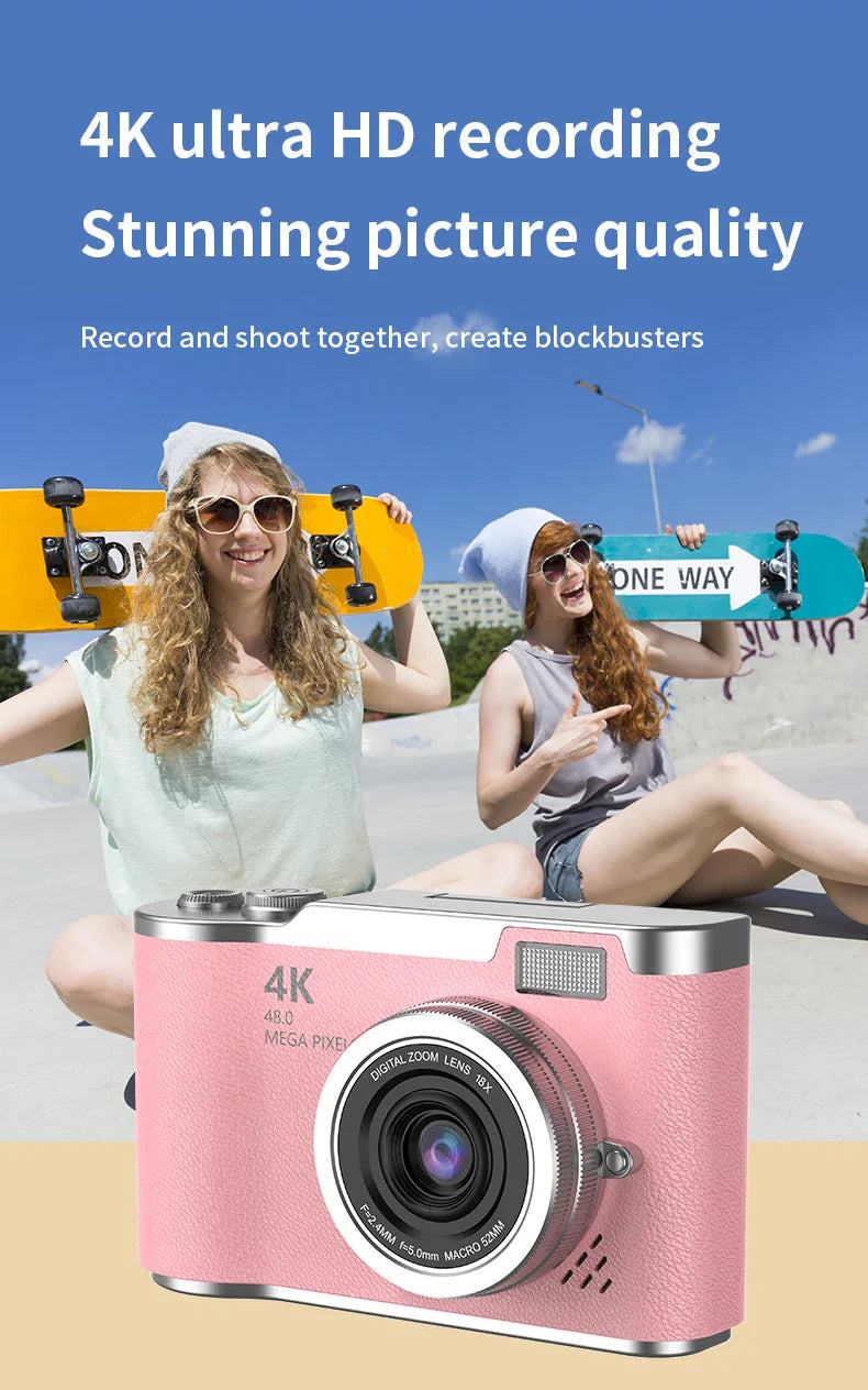 4K Digital Camera – 48MP, HD Rotating Screen, Autofocus & Beauty Mode