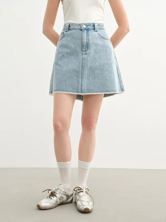Plus Size High-Waist Denim Skirt