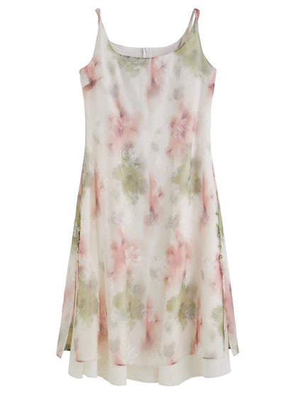 Plus Size Flocked Blush Strap Dress Romantic Summer Date