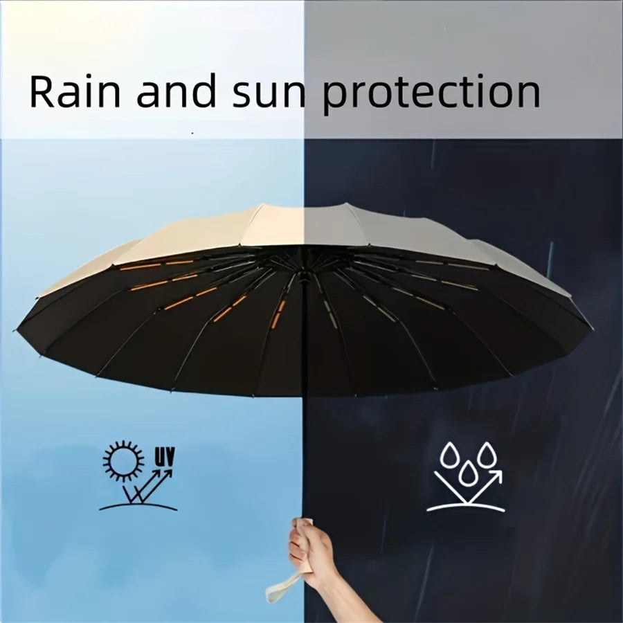 12-Bone Auto-Open Folding Umbrella – UV & Wind Resistant