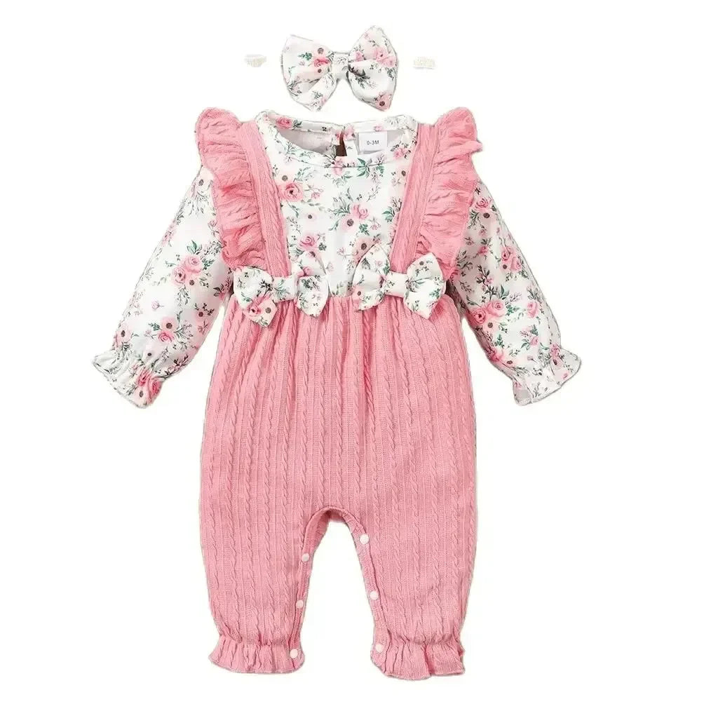 LUXBABY Girls 0-18 Months Floral Long Sleeve Outfit