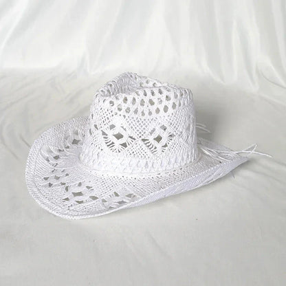 Melesh Western Women's Mint Green Cowboy Hat Straw Cowboy Hat Plasticity Strong Wide Brim Sunshine Beach Western Cowboy Hat