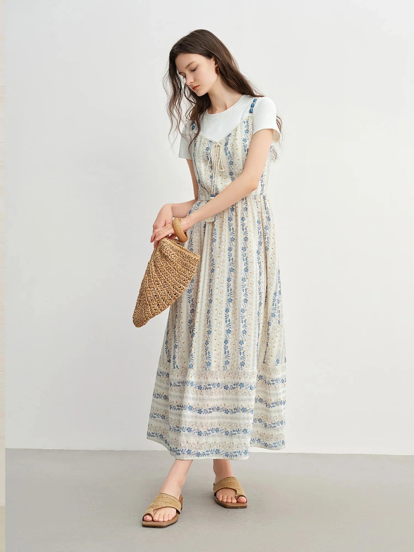Textured Bead Sundress Fluid Tassel Resort Wear