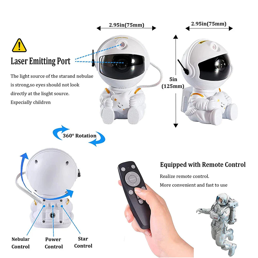 Astronaut Star Projector Lamp, suitable for multi-room decoration, a great gift, and a perfect starry night light for bedroom de