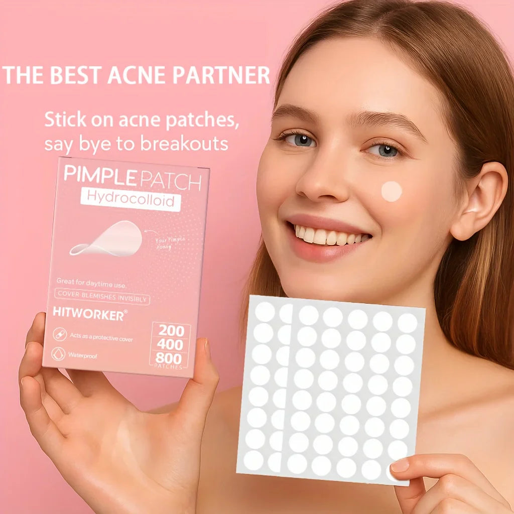 HITWORKER Hydrocolloid Acne Patches | Round Pimple Dots (200–800 pcs)