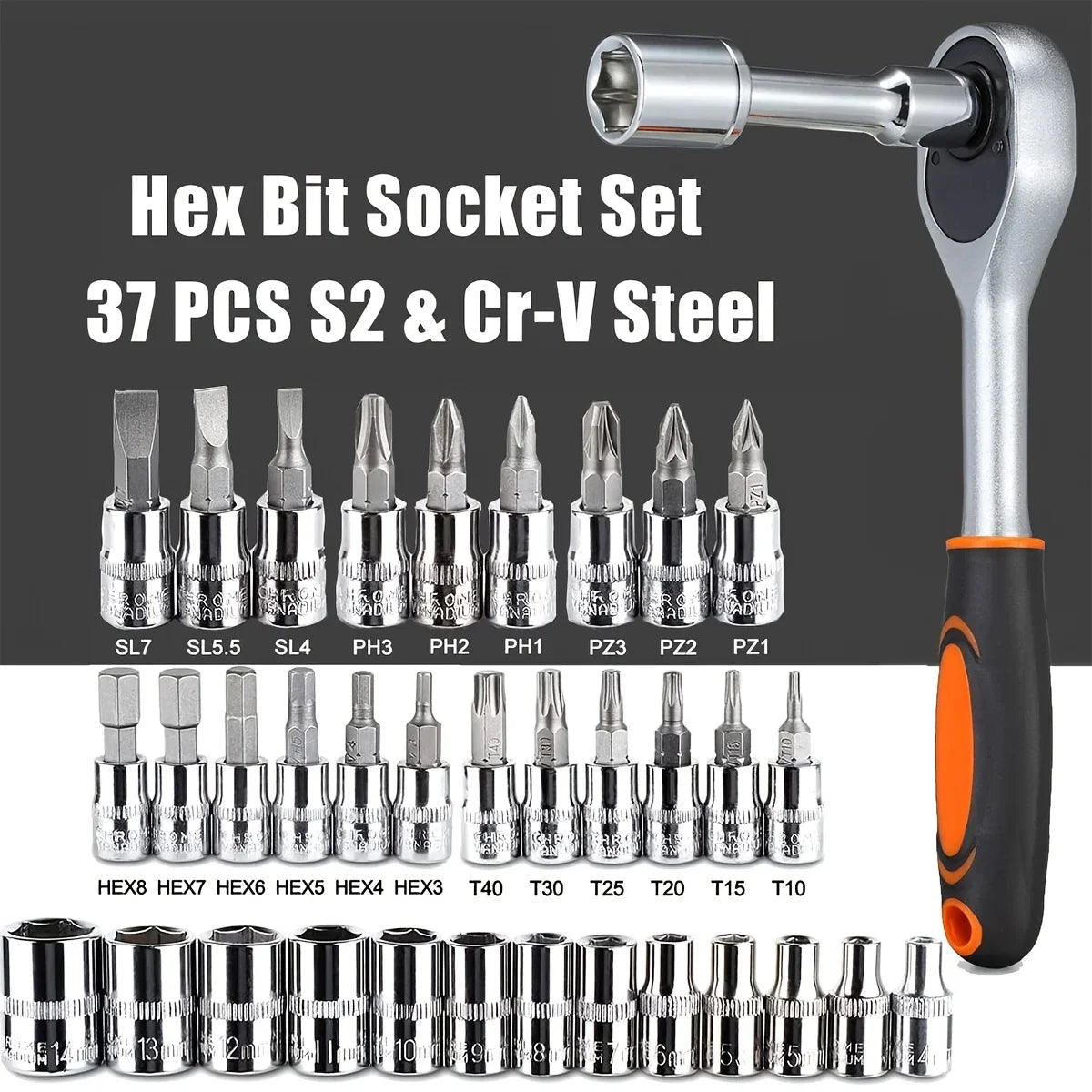 46-Piece Mechanic Tool Kit | 1/4" Socket Set with Ratchet Wrench