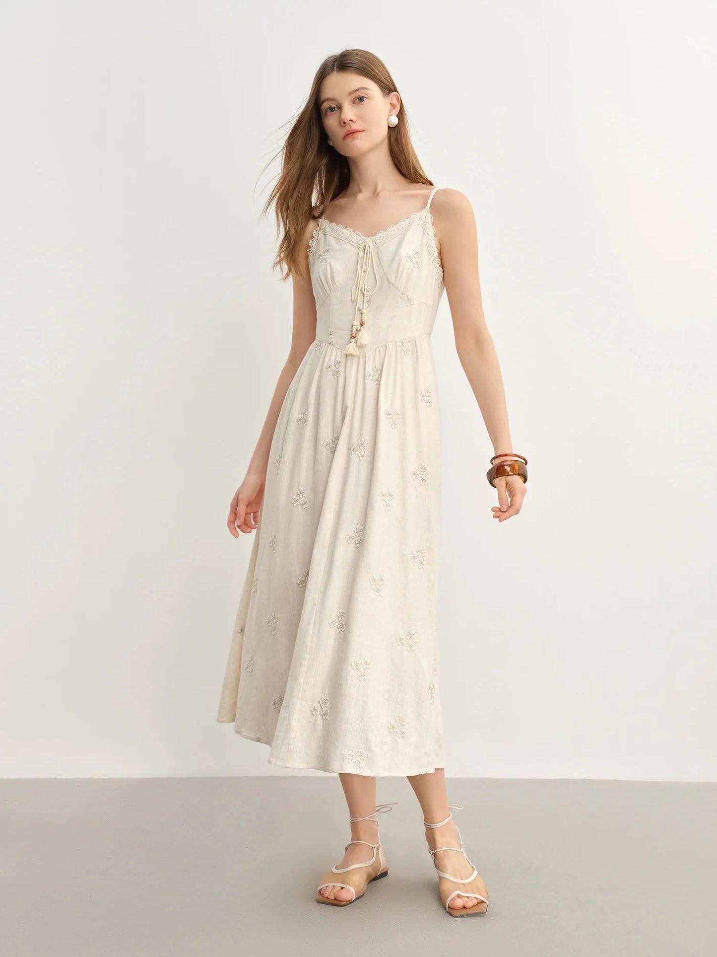 Boho Lace-Up Strappy Maxi Dress Summer Fashion