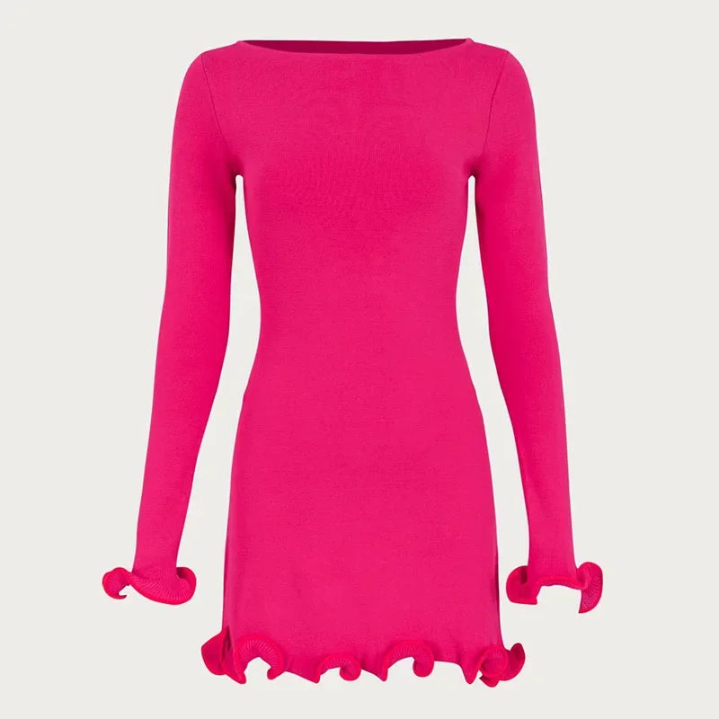Knit Long Sleeve Mini Dress