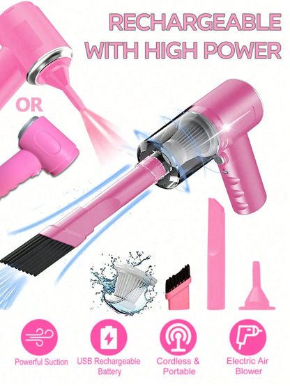 3-in-1 Portable Vacuum Cleaner – USB Rechargeable for Car & Home
