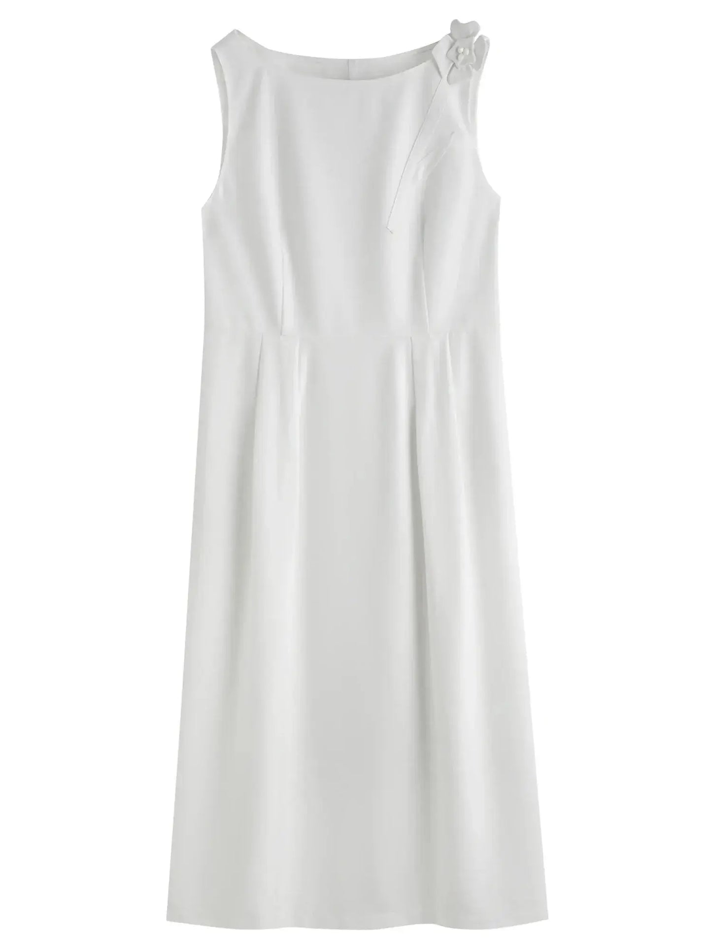 Plus Size Choker Vest Dress with Floral Brooch