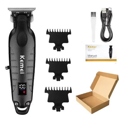 Kemei Professional Hair Clipper – LCD Display, Cordless Electric Trimmer