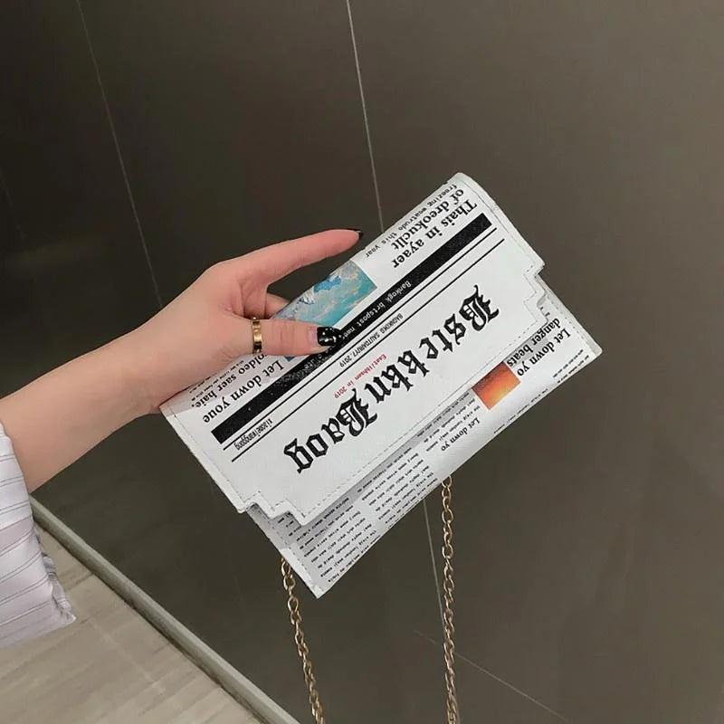 Women's Newspaper Messenger Bag | Shoulder Bag Personality Fashion Small Square Bag