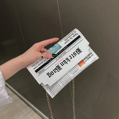 Women's Newspaper Messenger Bag | Shoulder Bag Personality Fashion Small Square Bag