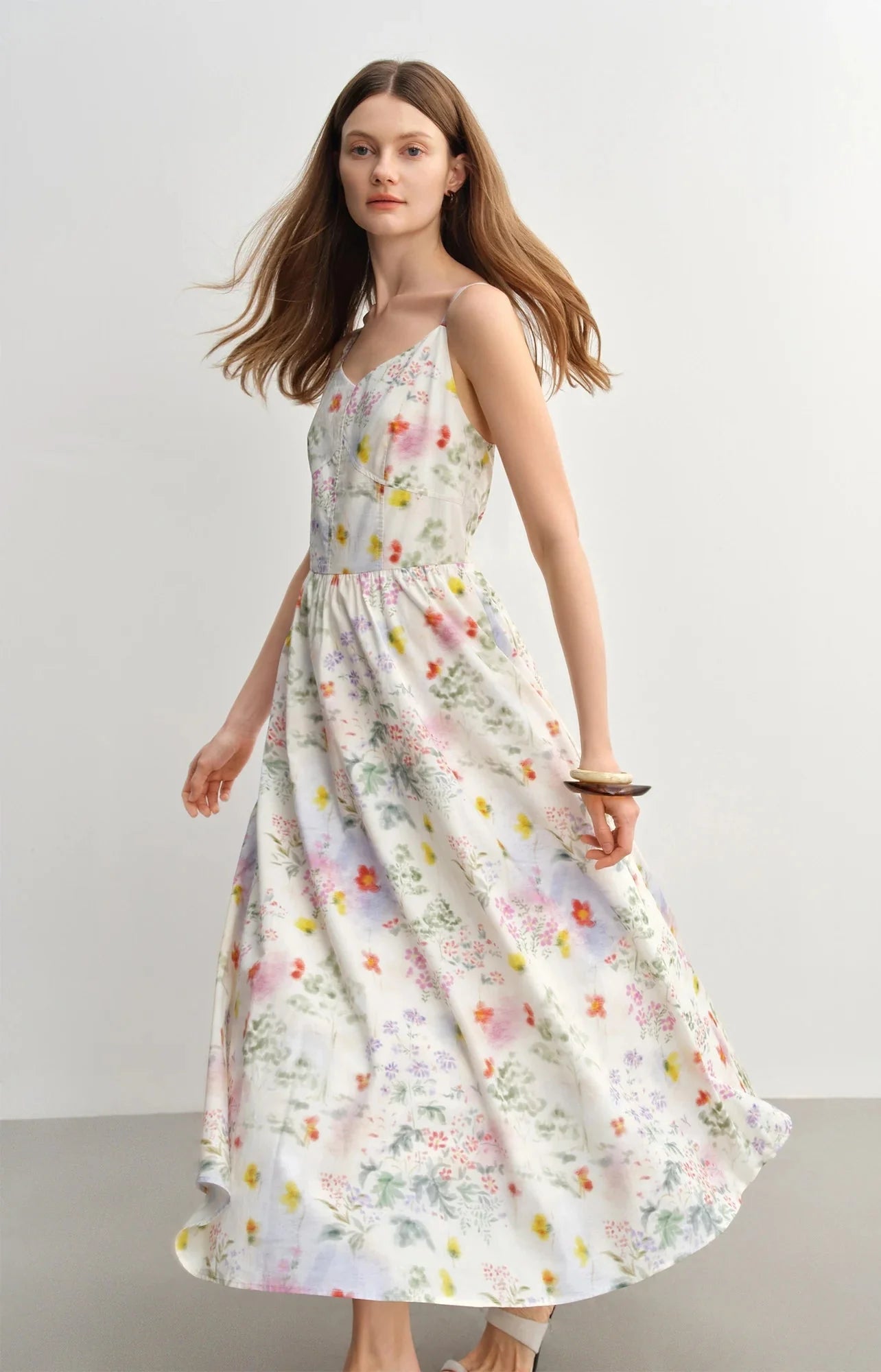 Floral Strappy Midi Dress Slimming Resort Style