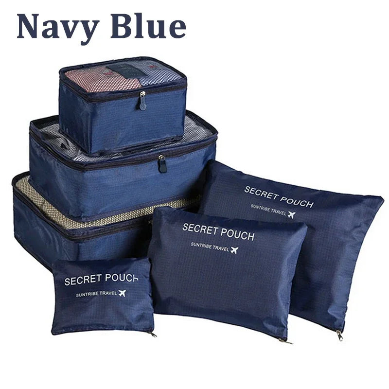 6pcs Set Travel Storage Bags | Suitcase Packing Set & Portable Luggage Organizer (Clothes Shoe Foldable Organizer)
