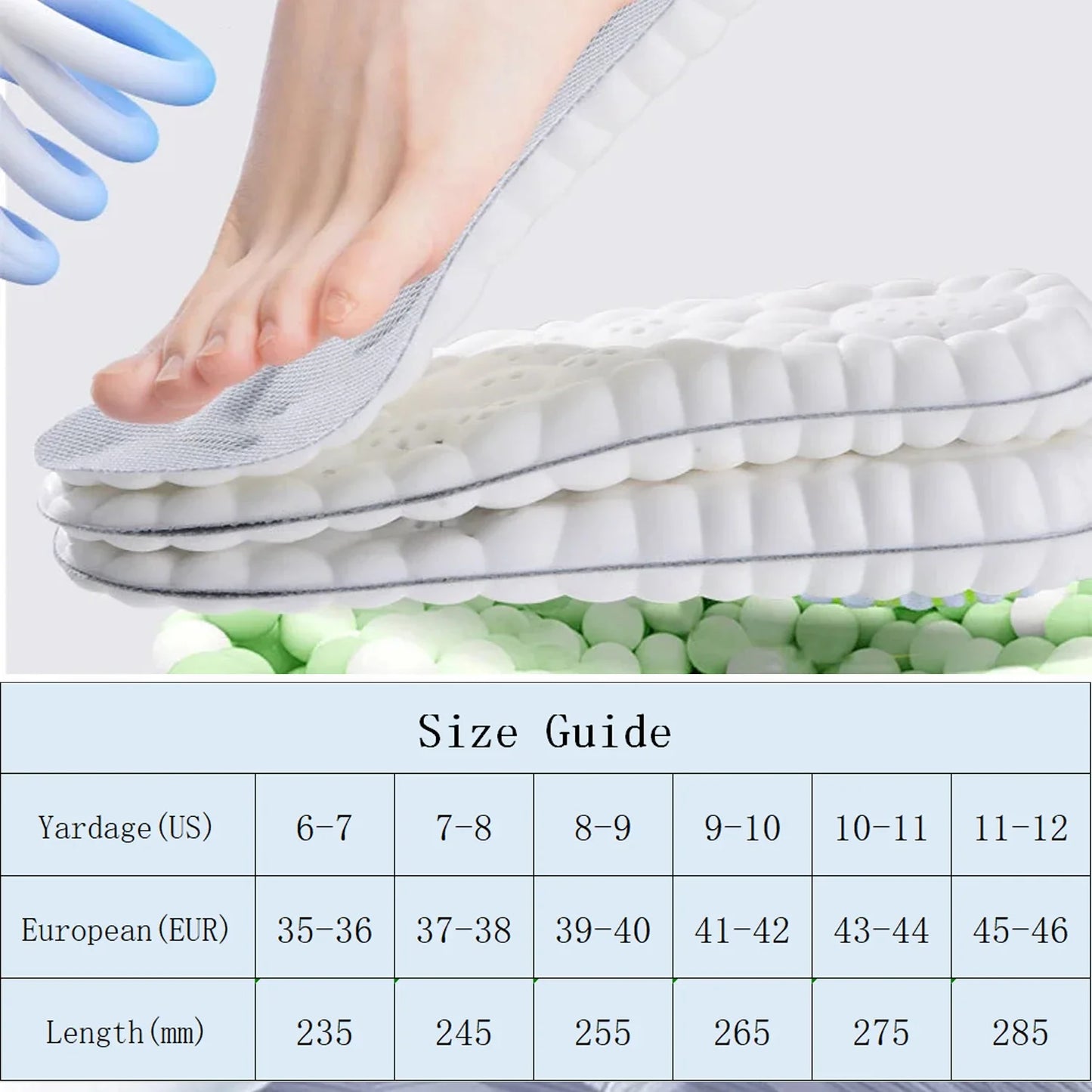 Insoles High Elasticity Latex Sport Soft Shoe Pads Arch Support Orthotic Insoles Breathable Deodorant Shock Absorption Cushion