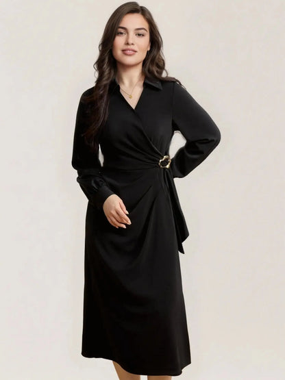Plus Size Metal Detail Long Dress Spring Fashion