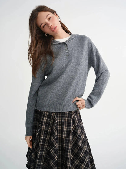 Textured Soft-Comfort Hooded Knit Sweater