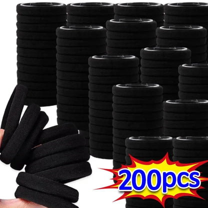 Black Hair Ties Multipack – High-Elastic Nylon Ponytail Holders